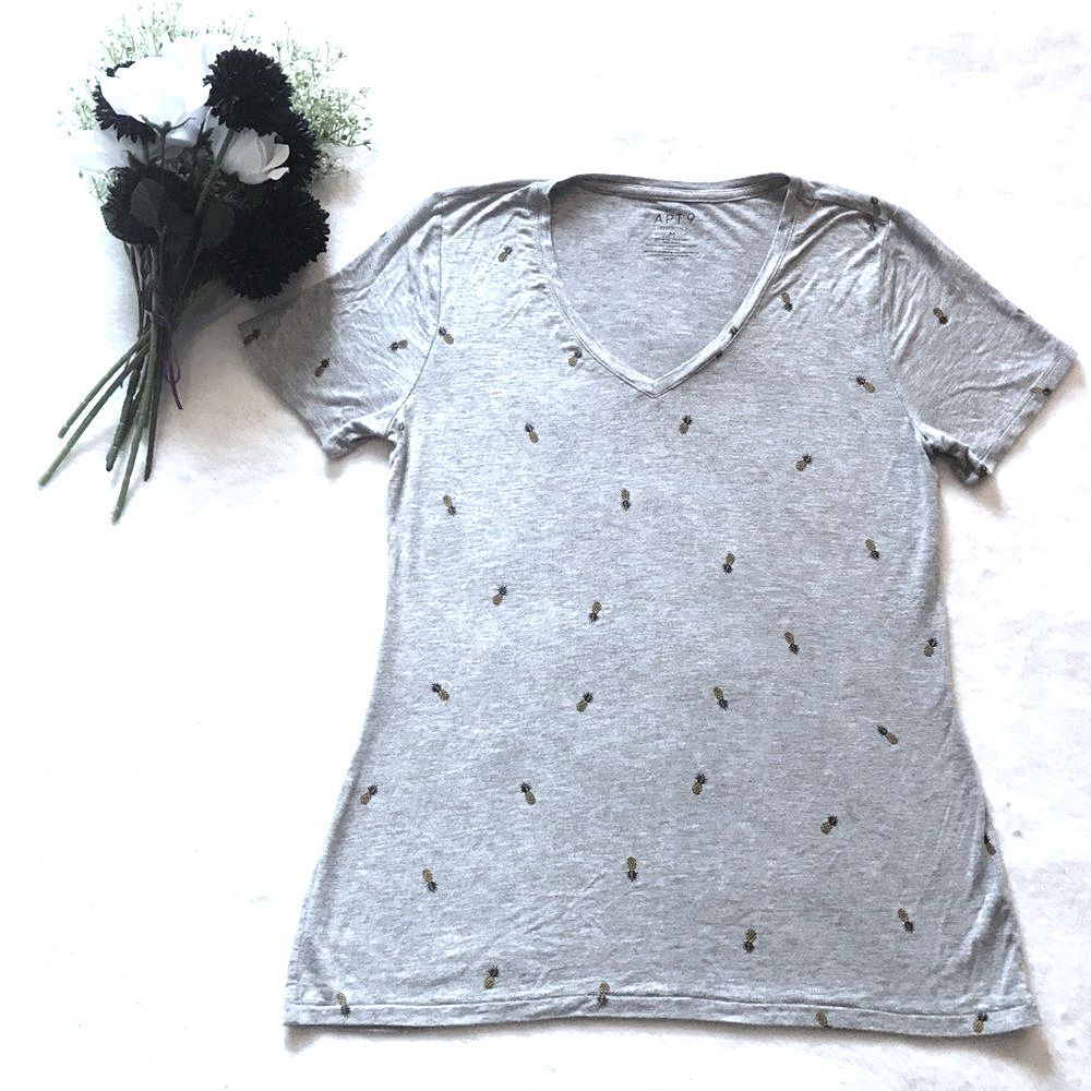 Apt. 9 Pineapple Tee Size Medium Gray